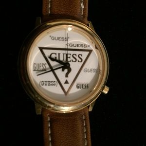 GUESS LADIES BROWN LEATHER BAND WATCH
